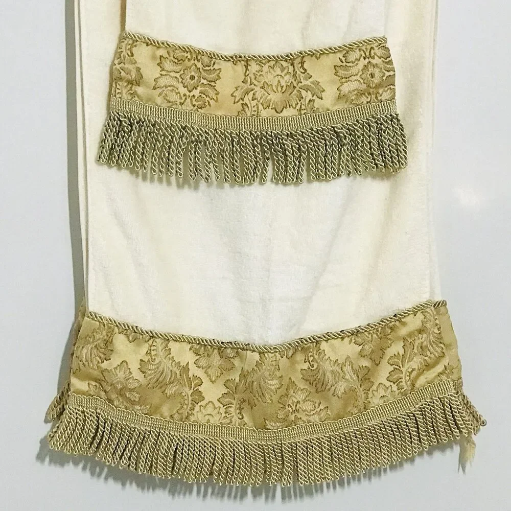 Lot of 6 Croscill Hand Towels Tassel Embellishment Cream Gold Beige 26